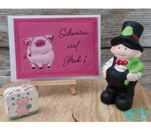 2€ ZUSATZTÜRCHEN 1. Dezember: ITH Stickserie - Postkarten Schwein